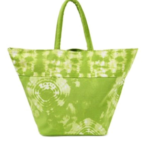 NWT Time and Tru Green Tote Bag w/ Pom Pom Tassel - Picture 4 of 5